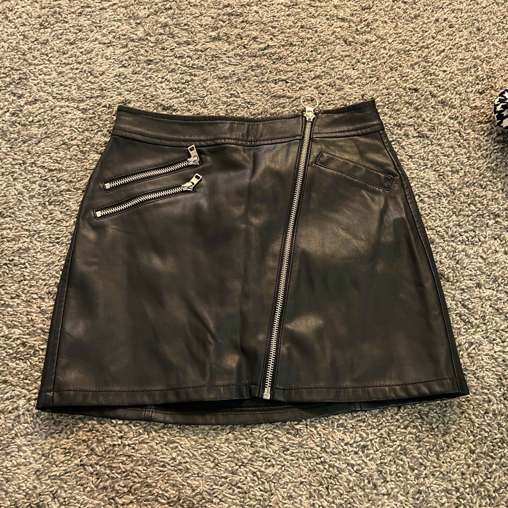 Leather mini skirt